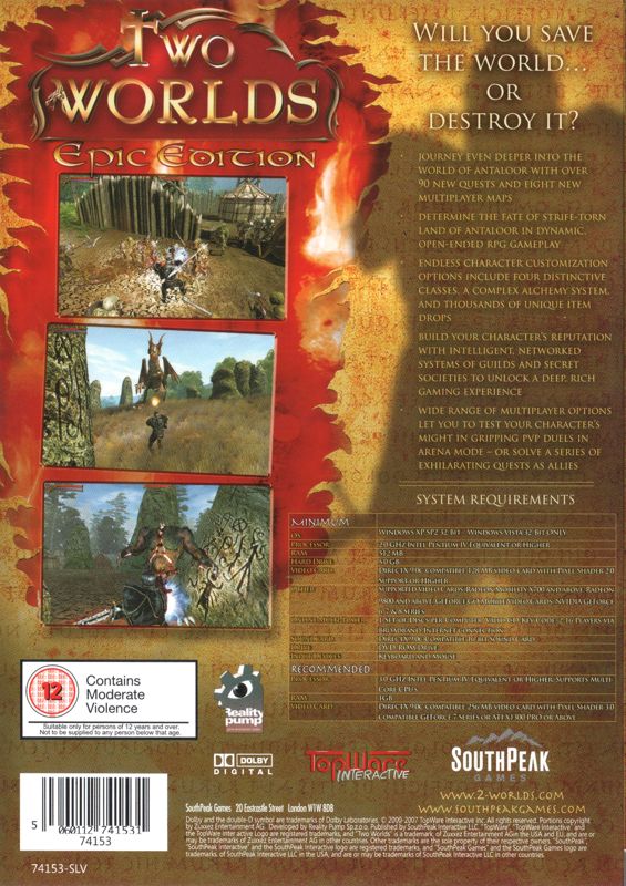 Back Cover for Two Worlds: Epic Edition (Windows)