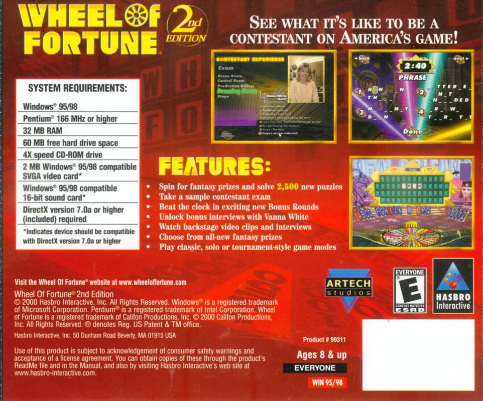 Other for Wheel of Fortune: 2nd Edition (Windows): Jewel case - back