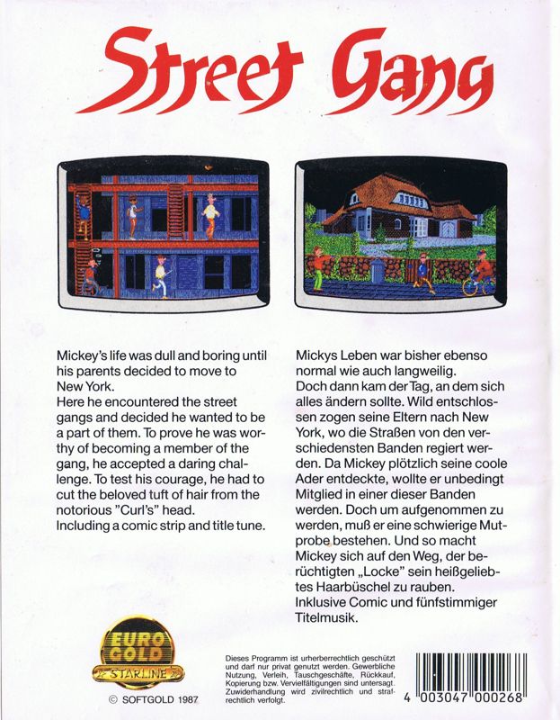 Back Cover for Street Gang (Commodore 64)
