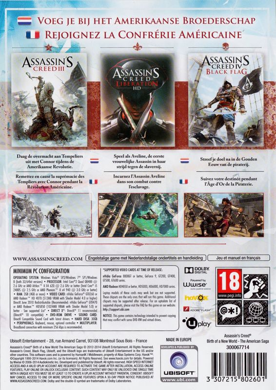 Back Cover for Assassin's Creed: The Americas Collection (Windows)