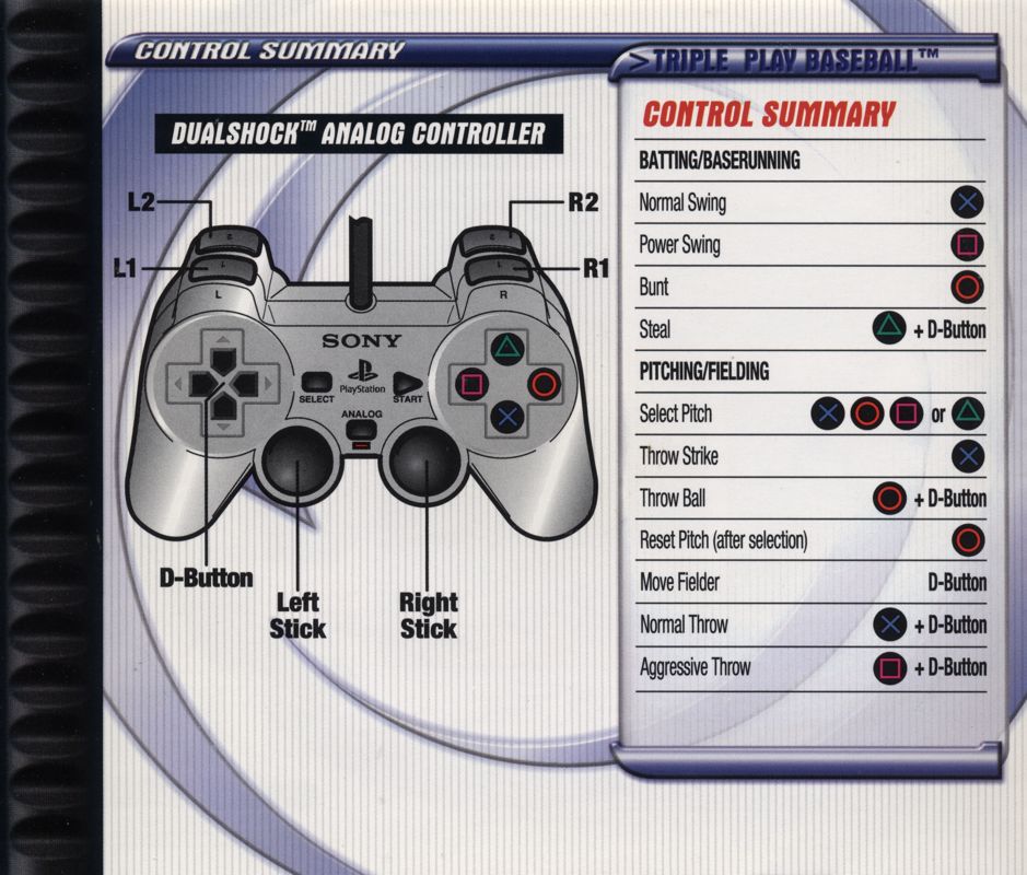 Inside Cover for Triple Play Baseball (PlayStation)
