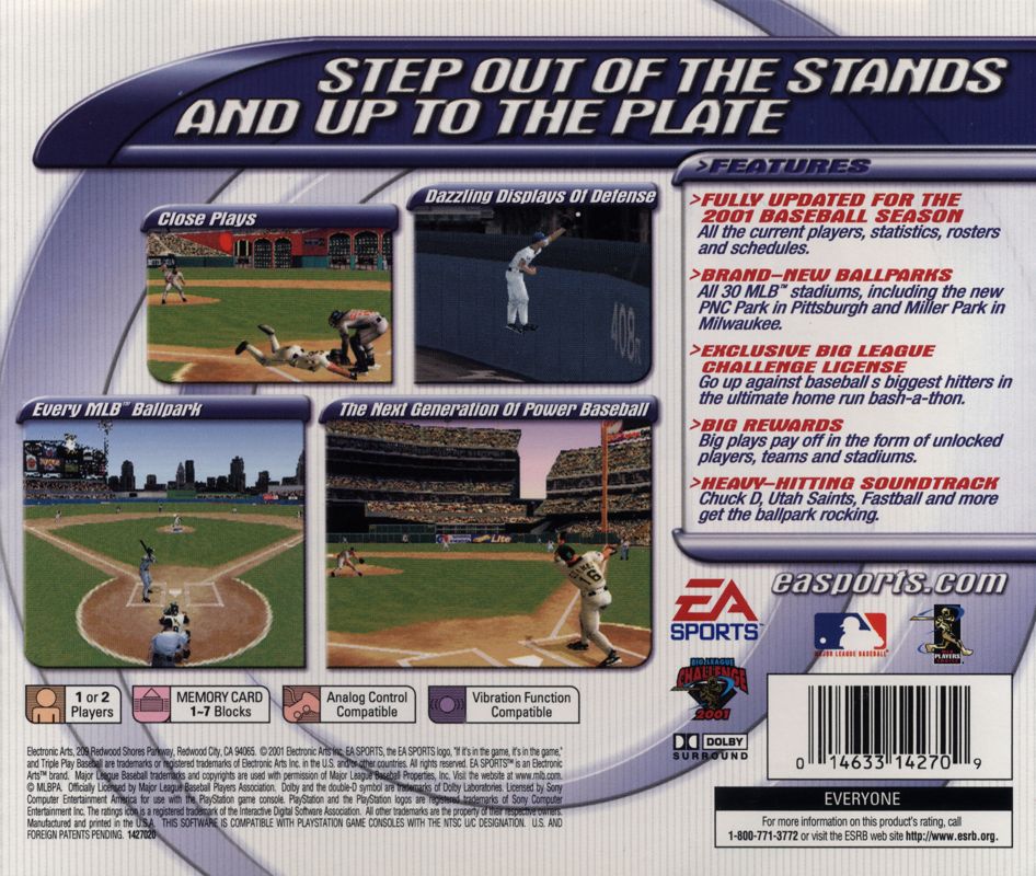 Back Cover for Triple Play Baseball (PlayStation)