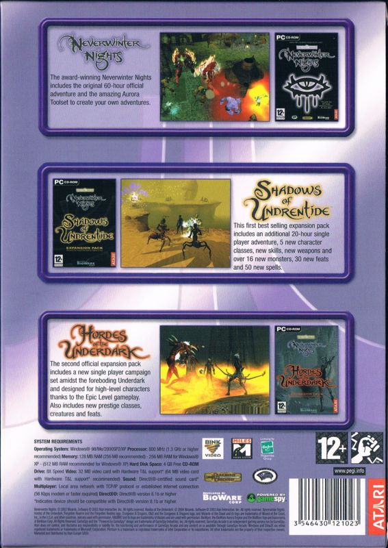 Back Cover for Neverwinter Nights: Platinum (Windows)