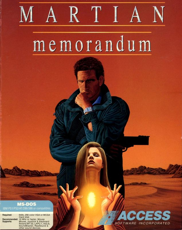 Front Cover for Martian Memorandum (DOS) (5.25" Disk release)