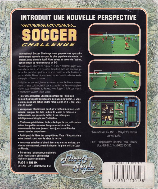 Back Cover for International Soccer Challenge (DOS)