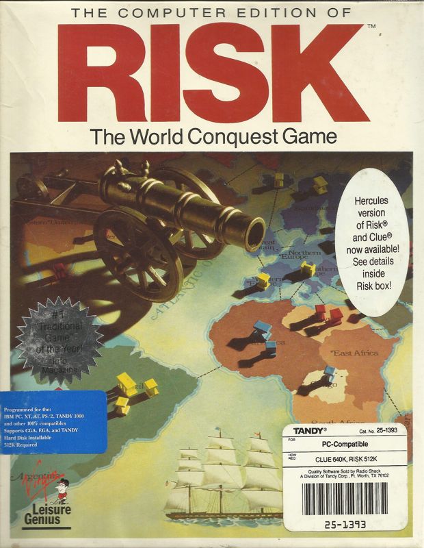 Front Cover for The Computer Edition of Risk: The World Conquest Game (DOS) (Dual Media Release (Tandy support))