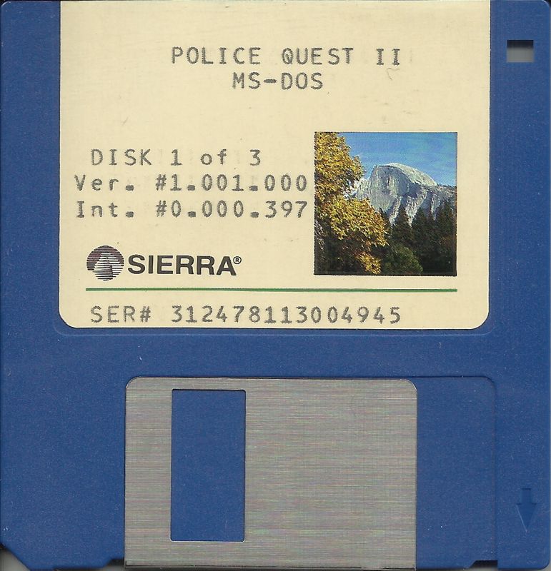 Media for Police Quest 2: The Vengeance (DOS): 3.5" Disk (1/3)