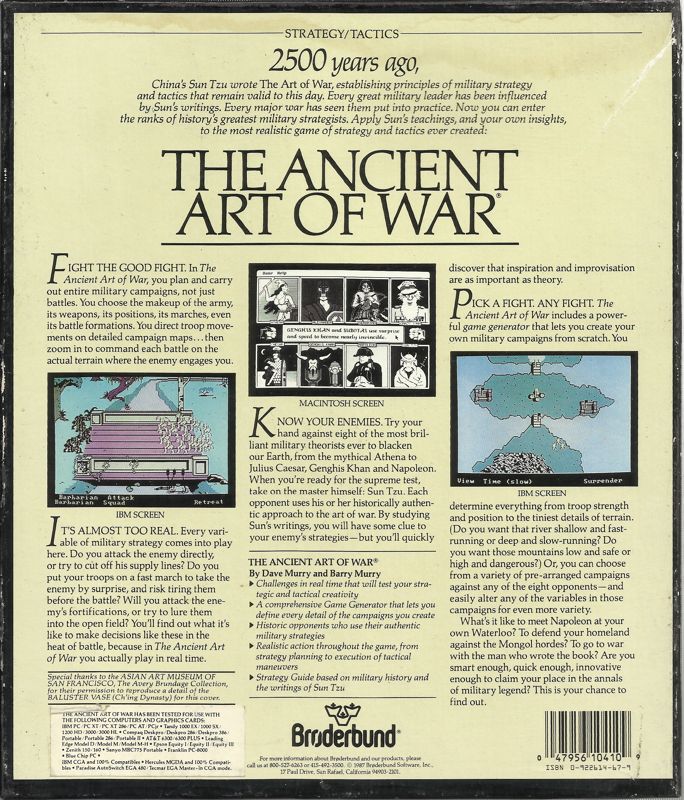 Back Cover for The Ancient Art of War (DOS) (Dual Media Release (version 3.0))