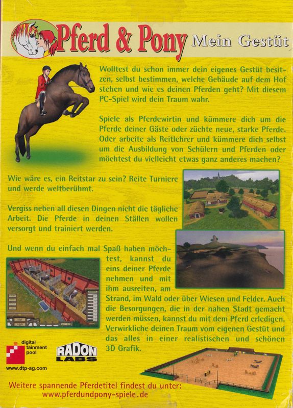 Back Cover for My Riding Stables (Windows)