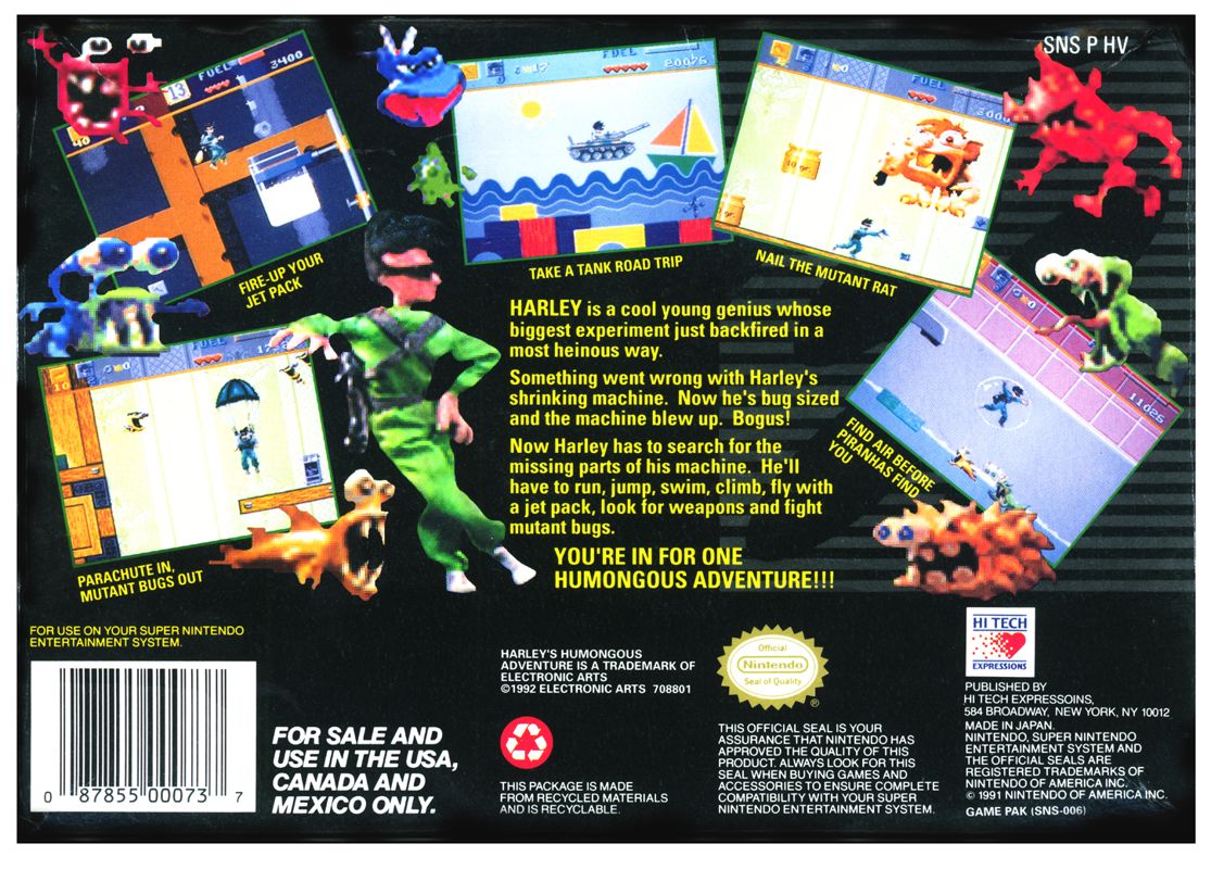 Back Cover for Harley's Humongous Adventure (SNES)