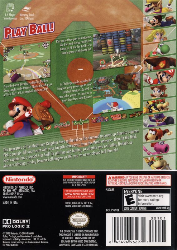 Back Cover for Mario Superstar Baseball (GameCube) (Best Seller release)