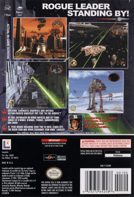 Back Cover for Star Wars: Rogue Squadron II - Rogue Leader (GameCube) (Player's Choice release)