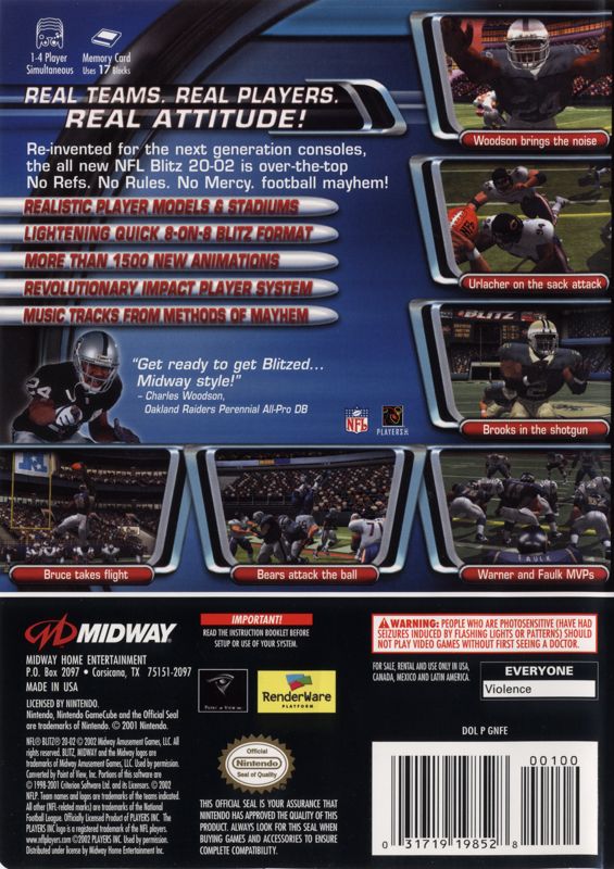 Back Cover for NFL Blitz 20-02 (GameCube)
