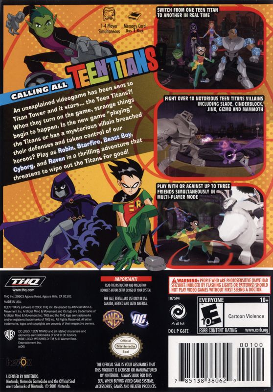 Back Cover for Teen Titans (GameCube)