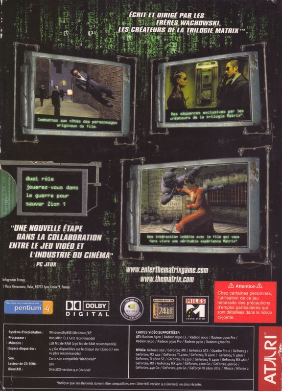 Back Cover for Enter the Matrix (Windows)