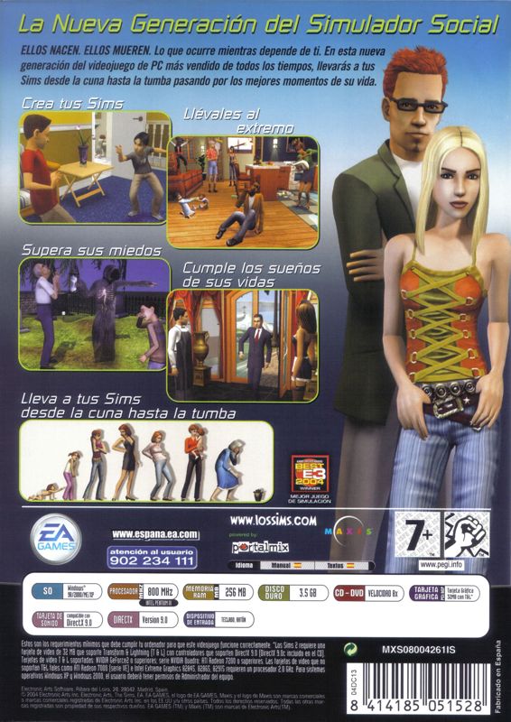 Back Cover for The Sims 2 (Windows)