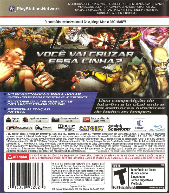 Back Cover for Street Fighter X Tekken (PlayStation 3)
