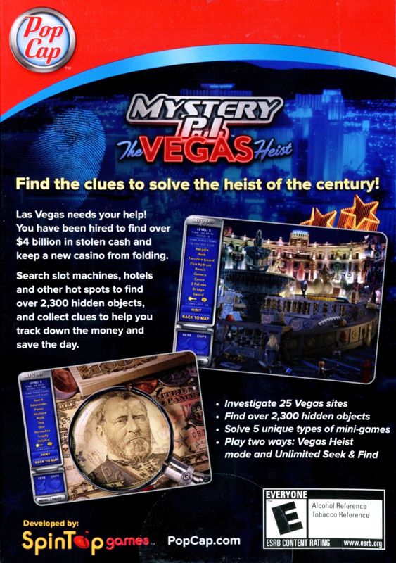 Back Cover for Mystery P.I.: The Vegas Heist (Windows)