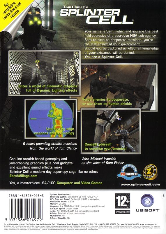 Splinter Cell Pack Tom Clancy's Splinter Cell: Double Pack cover or packaging material ...