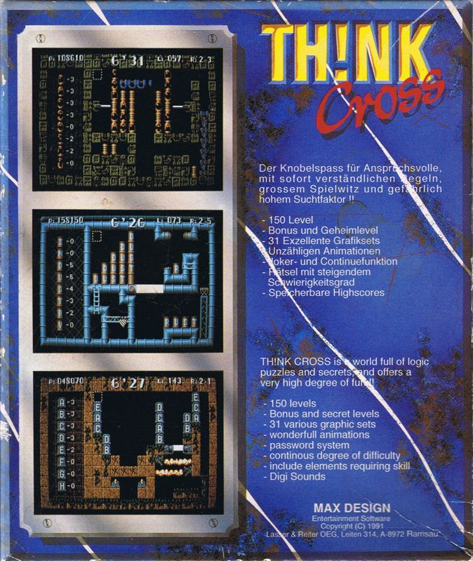 Back Cover for Th!nk Cross (Commodore 64)