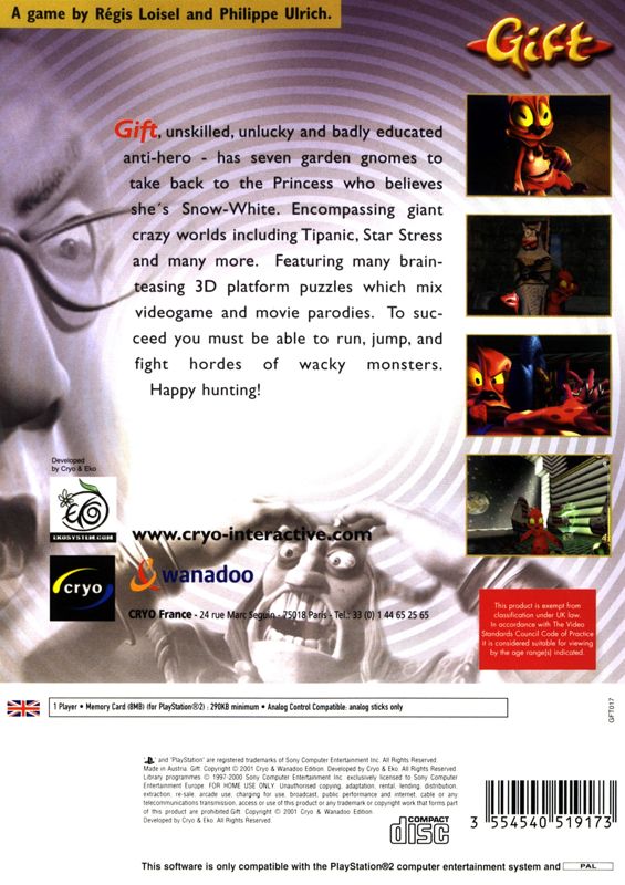 Back Cover for Gift (PlayStation 2)