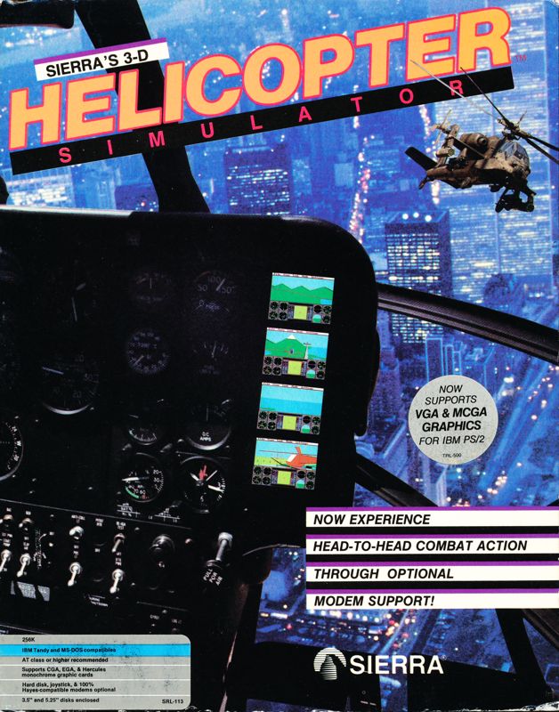 Front Cover for Sierra's 3-D Helicopter Simulator (DOS) (Dual media release)