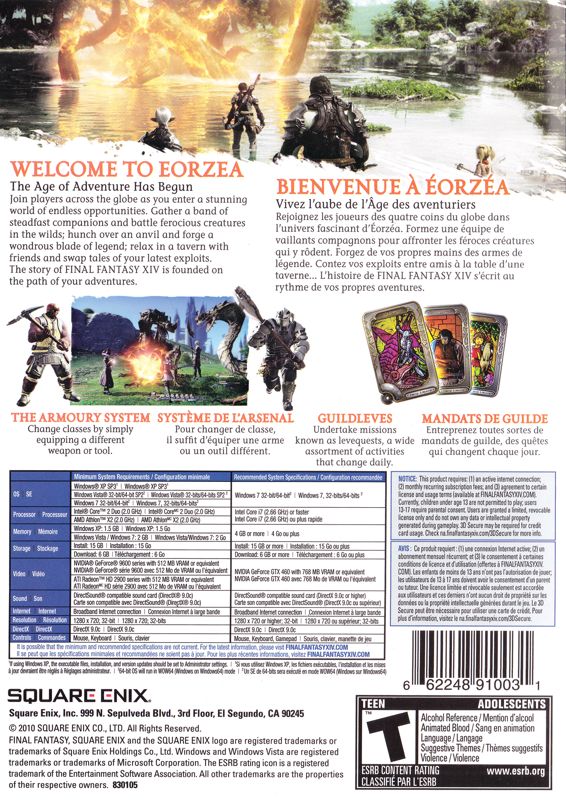 Back Cover for Final Fantasy XIV Online (Windows)