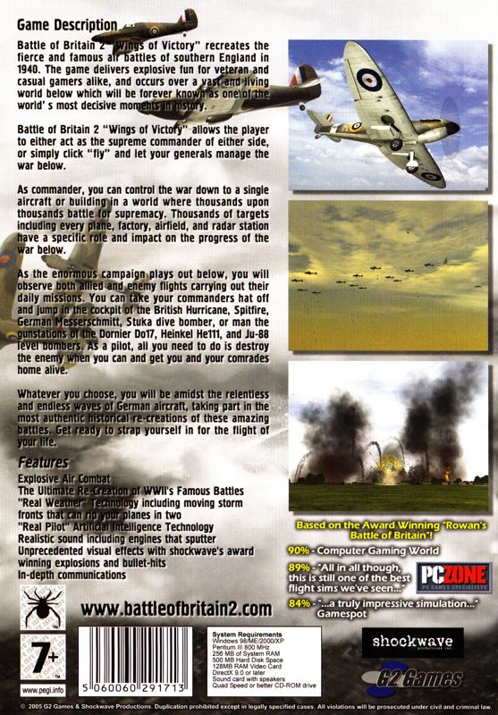 Back Cover for Battle of Britain II: Wings of Victory (Limited Edition) (Windows)
