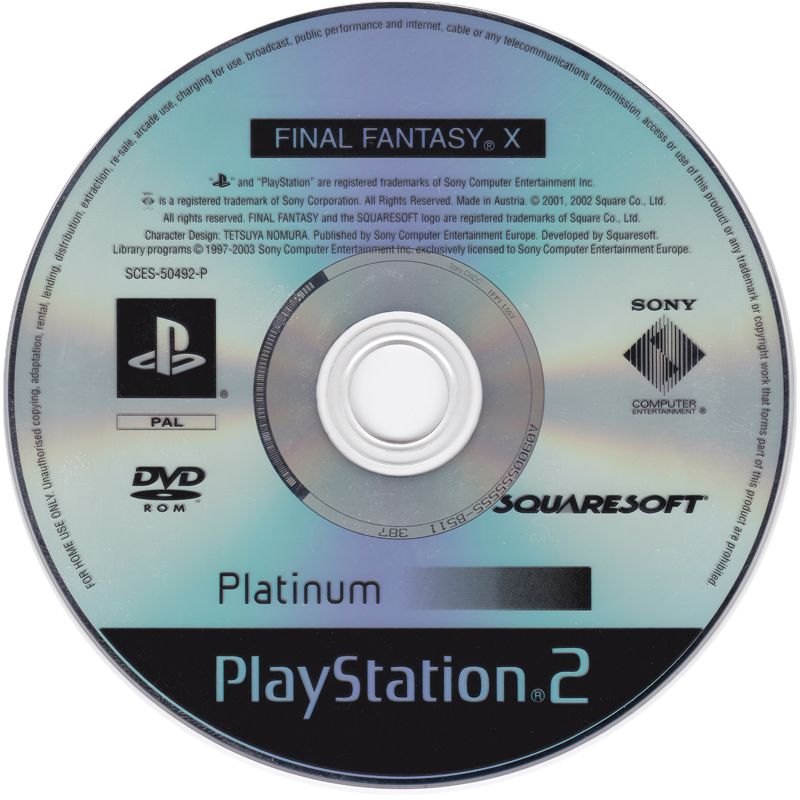 Media for Final Fantasy X (PlayStation 2) (Platinum release)