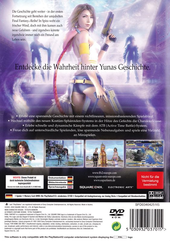 Back Cover for Final Fantasy X-2 (PlayStation 2)
