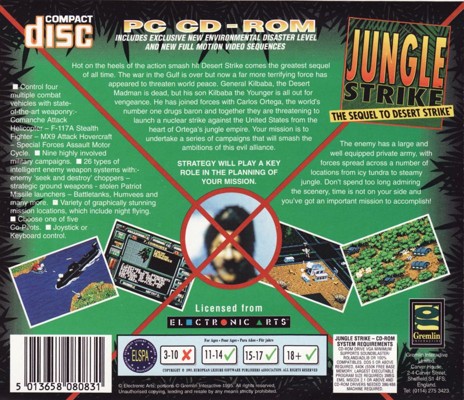 Other for Jungle Strike (DOS): Jewel Case - Back