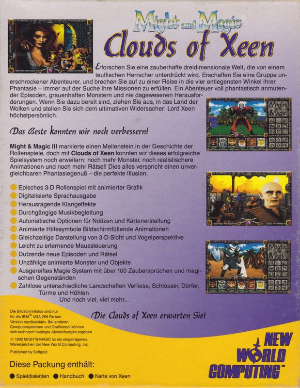 Back Cover for Might and Magic: Clouds of Xeen (DOS)