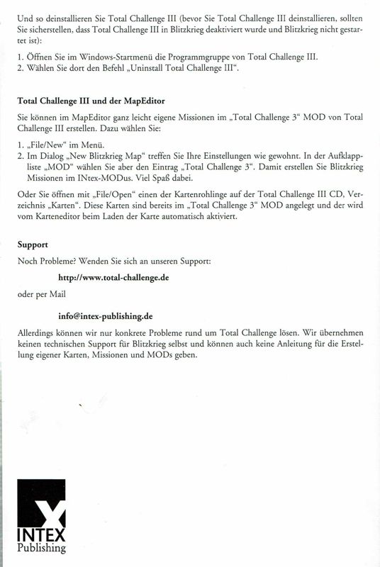 Manual for Total Challenge Multipack (Windows): Total Challenge III - Back