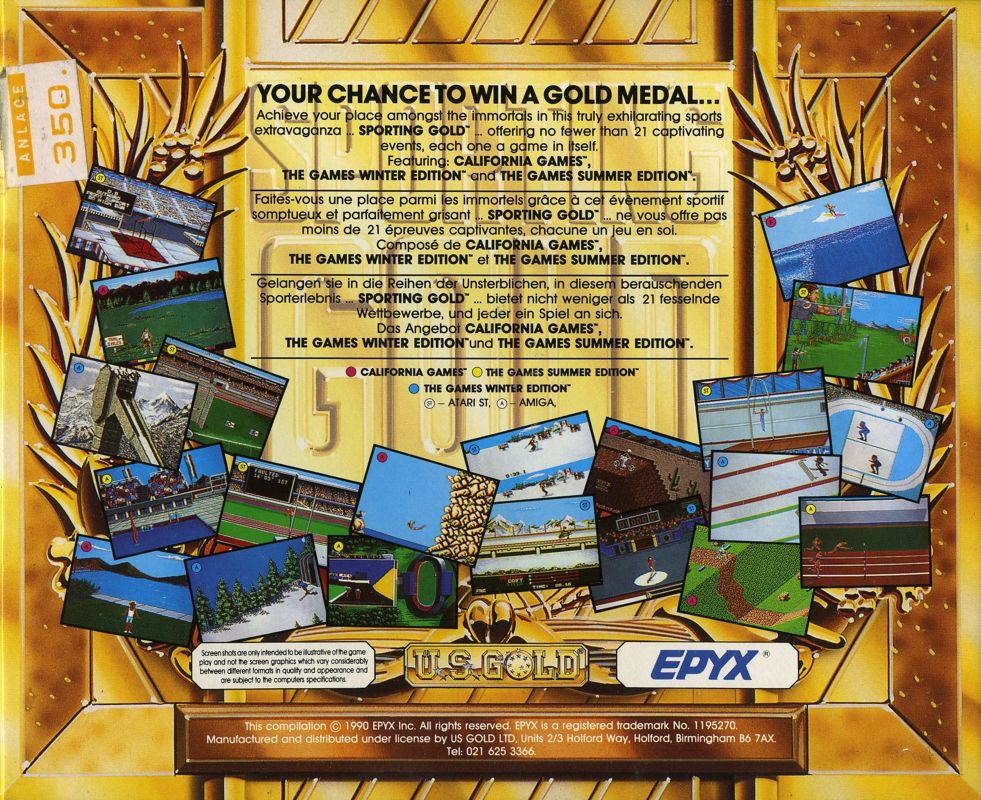 Back Cover for Sporting Gold (Commodore 64)
