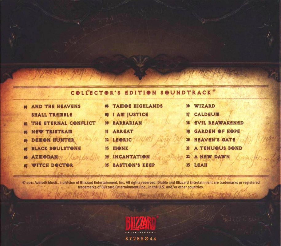 Soundtrack for Diablo III (Collector's Edition) (Macintosh and Windows): Digipak - Back