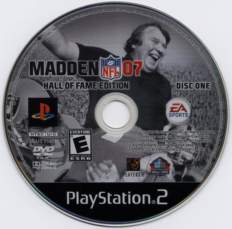 Media for Madden NFL 07 (Hall of Fame Edition) (PlayStation 2): Game disc