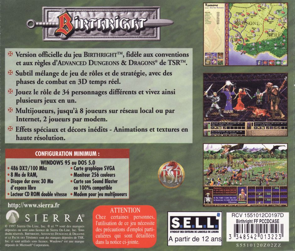 Other for Birthright: The Gorgon's Alliance (DOS and Windows): Jewel Case - Back
