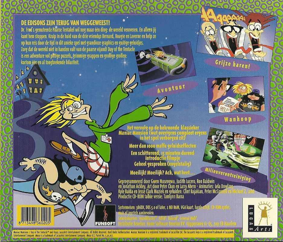 Back Cover for Maniac Mansion: Day of the Tentacle (DOS)