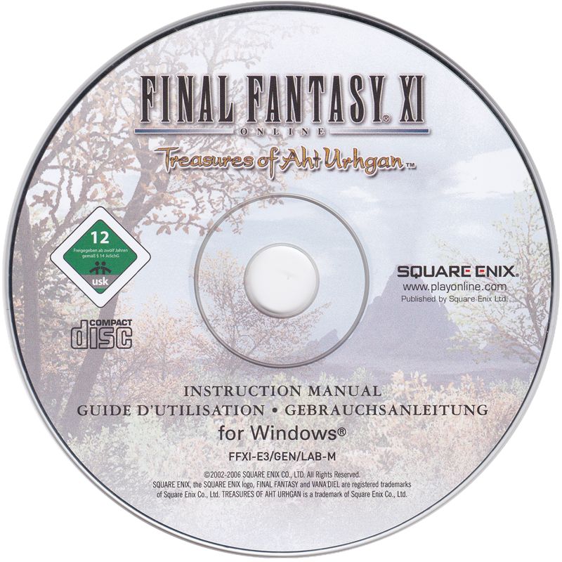 Media for Final Fantasy XI Online: Treasures of Aht Urhgan (Windows): Manual Disc