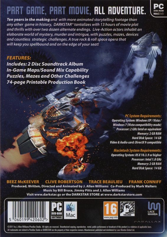 Other for Darkstar: The Interactive Movie (Macintosh and Windows): Keep Case - Back