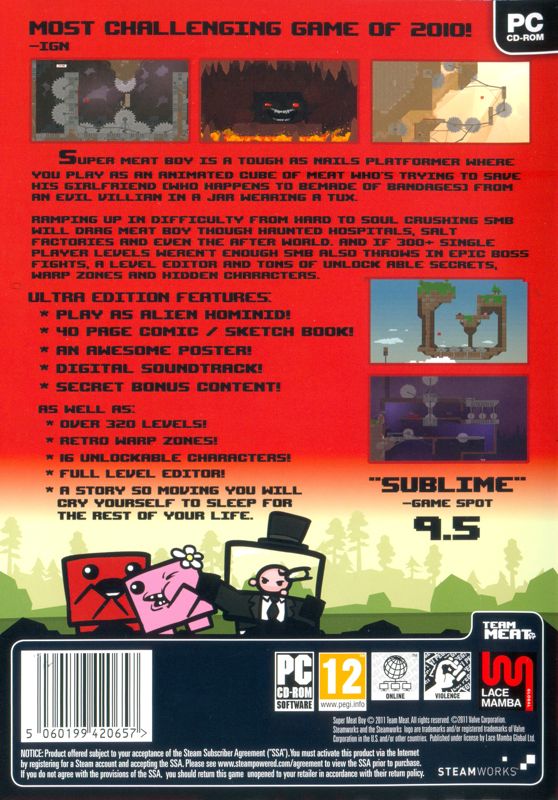 Other for Super Meat Boy (Ultra Rare Edition) (Windows): Keep Case - Back
