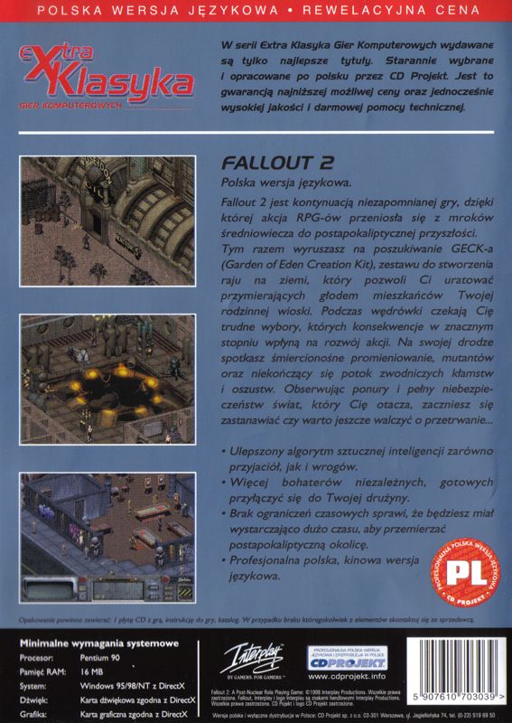 Back Cover for Fallout 2 (Windows) (eXtra Klasyka release)