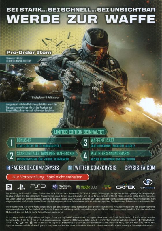 Crysis 2 (Limited Edition) cover or packaging material - MobyGames