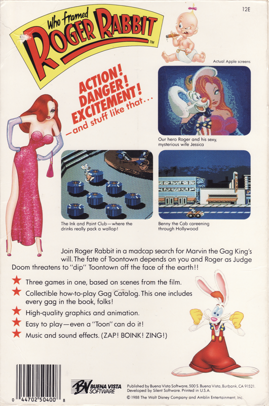 Back Cover for Who Framed Roger Rabbit (Apple II)