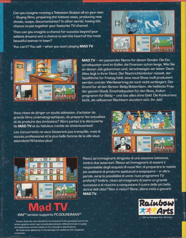 Back Cover for Mad TV (DOS) (5.25" Release)