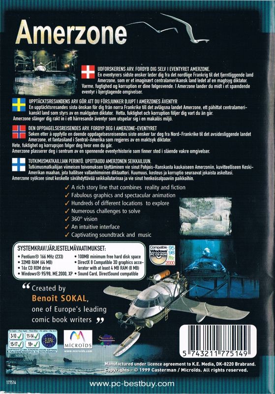 Back Cover for Amerzone: The Explorer's Legacy (Windows) (PC Best Buy release)