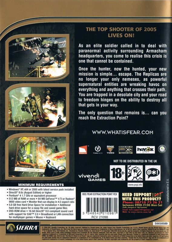 F.e.a.r.: Extraction Point Cover Or Packaging Material - Mobygames