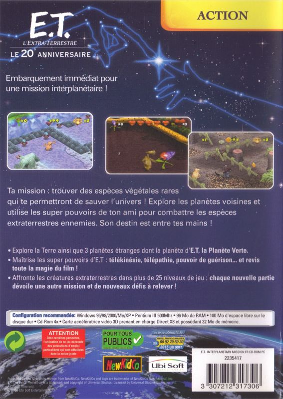 Back Cover for E.T. The Extra-Terrestrial: Interplanetary Mission (Windows)