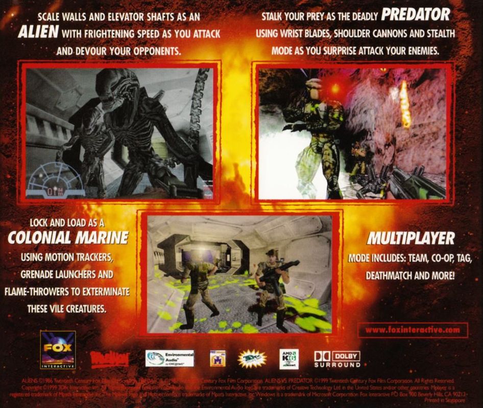 Other for Aliens Versus Predator (Windows) (Asia-Pacific Release): Jewel Case - Back