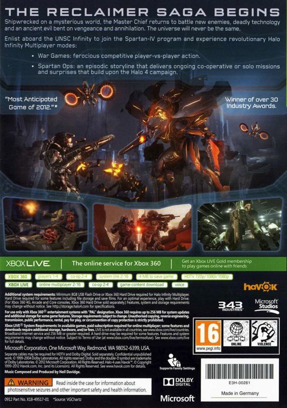 Other for Halo 4 (Xbox 360) (Bundled with Xbox 360): Keep Case - Back